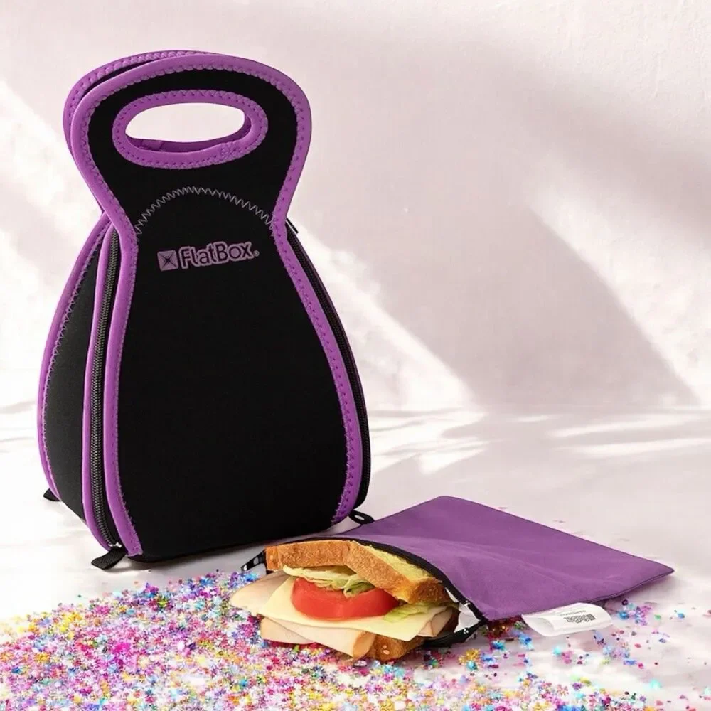FabFitFun X FlatBox Plus Design And Sandwich Bag in Purple/Black NWT